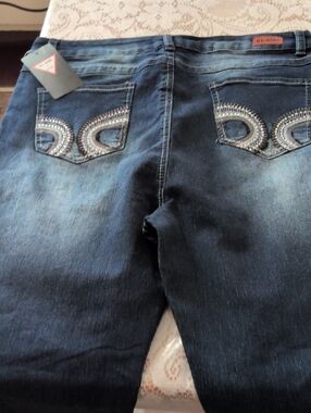 Embellished Dark Wash Jeans with Rhinestone Back Pockets